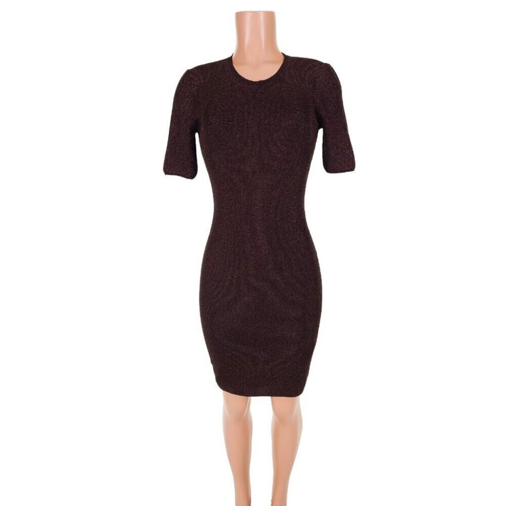 Just Cavalli Lurux Cocktail Evening Dress Size 8 Brown Metallic NWT $550